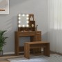 Juego de tocador con LED madera contrachapada roble marrón
