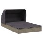 Tumbona 2 personas toldo plegable ratán PE gris 213x118x97 cm