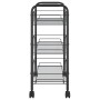 Carrito de cocina 3 niveles hierro negro 46x26x64 cm