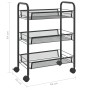 Carrito de cocina 3 niveles hierro negro 46x26x64 cm