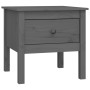 Mesa auxiliar de madera maciza de pino gris 50x50x49 cm