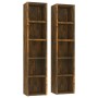Estantería para CD 2 uds madera roble ahumado 21x16x93,5 cm