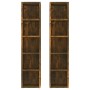 Estantería para CD 2 uds madera roble ahumado 21x16x93,5 cm