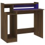 Escritorio con LED madera ingeniería marrón roble 97x45x90 cm