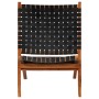 Silla plegable con rayas cruzadas cuero auténtico negro