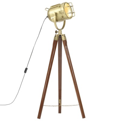 Lámpara de suelo con trípode madera maciza de mango 97 cm