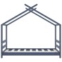Estructura de cama infantil madera maciza pino gris 70x140 cm