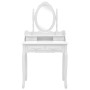 Juego de tocador y taburete madera paulownia blanco 75x69x140cm