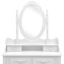 Juego de tocador y taburete madera paulownia blanco 75x69x140cm
