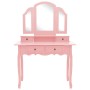 Set de tocador y taburete madera paulownia rosa 100x40x146 cm