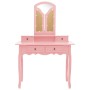 Set de tocador y taburete madera paulownia rosa 100x40x146 cm