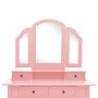 Set de tocador y taburete madera paulownia rosa 100x40x146 cm