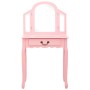 Tocador y taburete madera paulownia y MDF rosa 65x36x128 cm