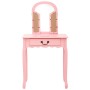 Tocador y taburete madera paulownia y MDF rosa 65x36x128 cm