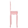 Tocador y taburete madera paulownia y MDF rosa 65x36x128 cm
