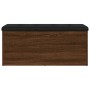 Banco con almacenaje madera ingeniería roble marrón 102x42x45cm