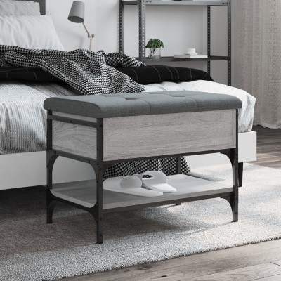 Banco zapatero madera de ingeniería gris Sonoma 62x42x45 cm