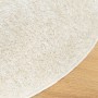 Alfombra pelo largo aspecto brillante ISTAN crema Ø 100 cm