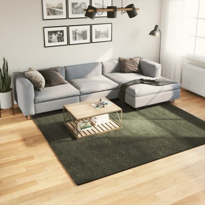 Alfombra pelo corto suave lavable HUARTE verde bosque 240x240cm