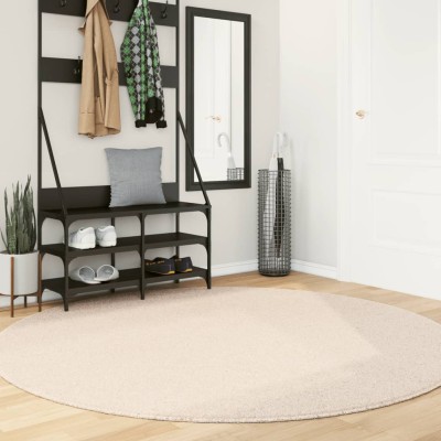 Alfombra de pelo corto suave lavable HUARTE beige Ø 200 cm
