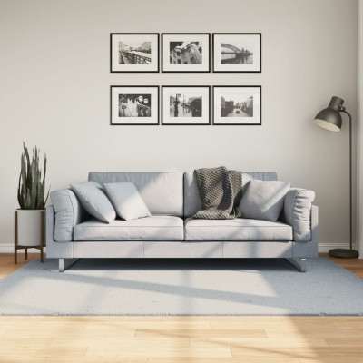 Alfombra de pelo corto suave lavable HUARTE azul 140x200 cm