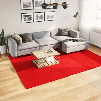Alfombra de pelo corto suave lavable HUARTE rojo 200x280 cm
