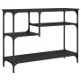 Mesa consola con estantes negro 100x35x75 cm