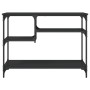 Mesa consola con estantes negro 100x35x75 cm