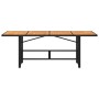 Mesa de jardín superficie de madera ratán PE negro 190x80x74 cm