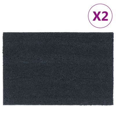 Felpudos 2 unidades fibra de coco gris oscuro 40x60 cm