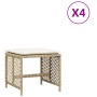 Taburetes de jardín con cojines 4 uds ratán PE beige 41x41x36cm