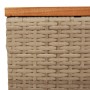 Mesa de jardín ratán sintético madera acacia beige 55x55x37 cm