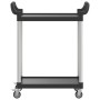 Carrito de 2 niveles aluminio negro 81x41x92 cm