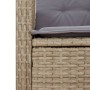 Sillón reclinable de jardín con cojines ratán sintético beige
