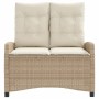 Sillón reclinable de jardín con cojines ratán sintético beige