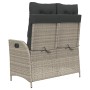 Sillón reclinable de jardín con cojines ratán sintético gris
