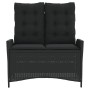 Sillón reclinable de jardín con cojines ratán sintético negro