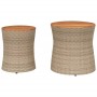Mesas auxiliares jardín 2 pzas superficie de madera ratán beige
