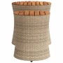 Mesas auxiliares jardín 2 pzas superficie de madera ratán beige