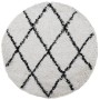 Alfombra de pelo largo moderna PAMPLONA crema y negro Ø 80 cm