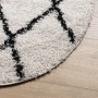 Alfombra de pelo largo moderna PAMPLONA crema y negro Ø 80 cm