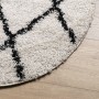 Alfombra de pelo largo moderna PAMPLONA crema y negro Ø 120 cm