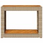 Mesa auxiliar jardín tapa madera ratán PE beige 100x40x75 cm