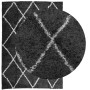 Alfombra de pelo largo moderna PAMPLONA negro y crema 120x170cm