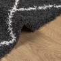 Alfombra de pelo largo moderna PAMPLONA negro y crema 120x170cm
