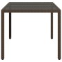 Mesa de jardín superficie de vidrio ratán PE marrón 150x90x75cm