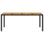 Mesa de jardín superficie madera acacia ratán negro 190x90x75cm