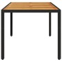 Mesa de jardín superficie madera acacia ratán negro 190x90x75cm