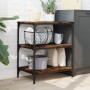 Carrito de cocina madera ingeniería roble ahumado 60x41x76 cm