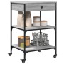 Carrito de cocina madera ingeniería gris Sonoma 60x48x89,5 cm